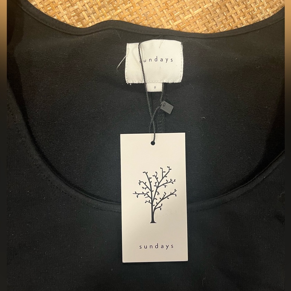 Anthropologie Sundays Ayla Dress, Black Puff Sleeve Scoop Neck Fitted Dress - Picture 6 of 7